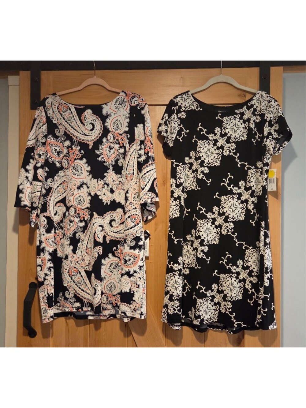 New! Lot of 2 Size L RN Studio 1 Dress Knee Length Textured Shift Floral